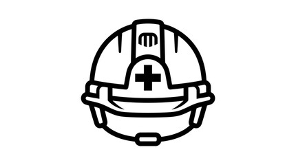Fototapeta premium Minimalist Hard Hat with First Aid Cross Icon Vector Illustration
