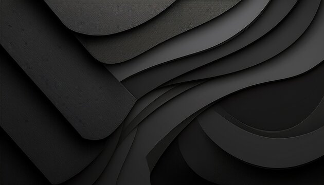 Abstrato Fundo Cinza Escuro E Preto Com Design D Em Camadas Cortadas E Espaco Para Texto