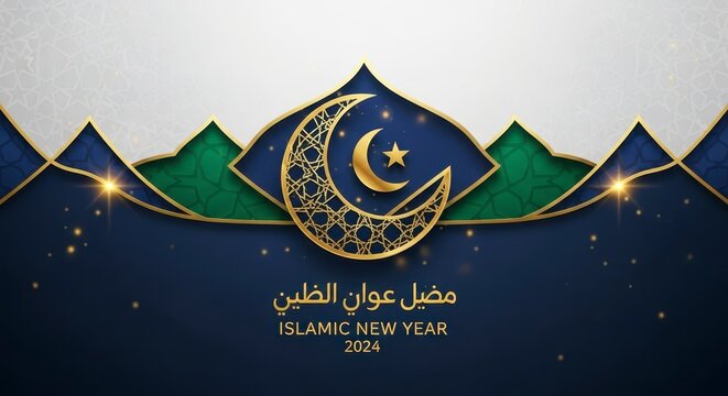 Islamic new year 2024 crescent moon celebration design