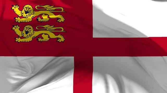 Sark Flag Waving in Slow Motion Loop Animation