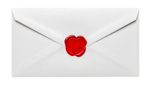 Elegant red wax seal on a white envelope isolated on transparent background