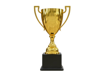 Fototapeta premium Shiny Golden Trophy Cup with Black Base Perfectly Designed for Awards, isolated on transparent background