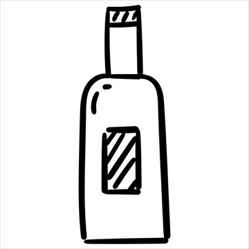 Wine bottle doodle style. Ideal for various design projects and icons.