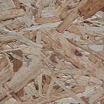 Oriented strand board OSB texture background, engineered wood panel sheet