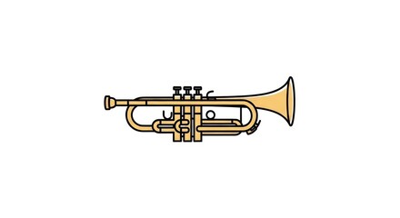 Obraz premium Brass Trumpet Musical Instrument Drawing.