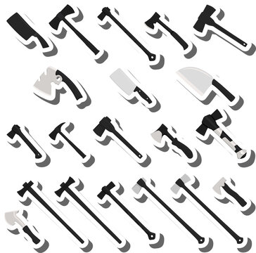 big kit steel axes with wooden handle
