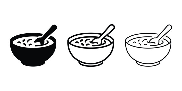 Baby cereal icon silhouette vector, bold outline and line art design