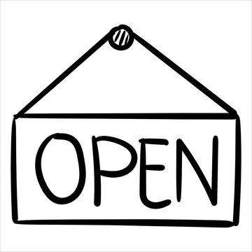 'OPEN' sign doodle style, perfect for businesses and shops. Welcoming customers.