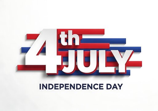 4th of july independence day text design isolated on white background