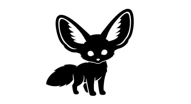 Black cartoon fox illustration standing.
