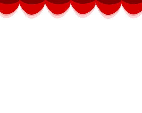 Abstract red geometric theater curtain valance top border isolated on transparent background with copy space
