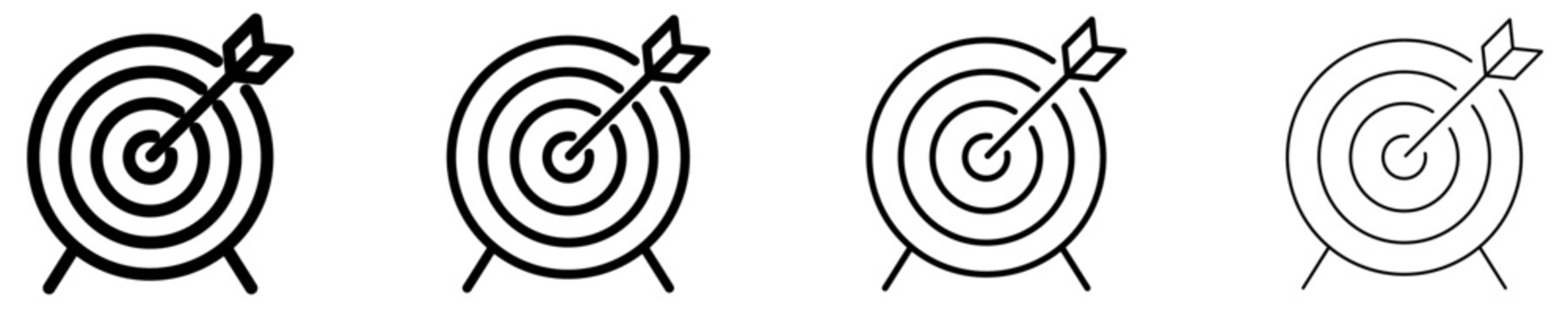 Set of target with arrow icons, symbols for goal, strategy, achievement, success, and accuracy. Vector illustration