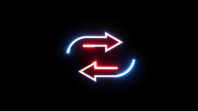 Dynamic neon arrows loop motion graphic with black background.