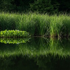 Fototapeta premium Green plants in water environment