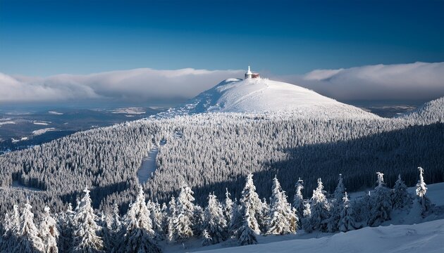 Mount Serak Winter Jeseniky Mountains Czech Republic