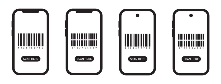 Phone scan barcode product icon, vector illustration