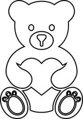 Fototapeta premium Teddy bear vector icon featuring cute toy bear symbols in solid and outline design isolated on transparent background for kids nursery themes