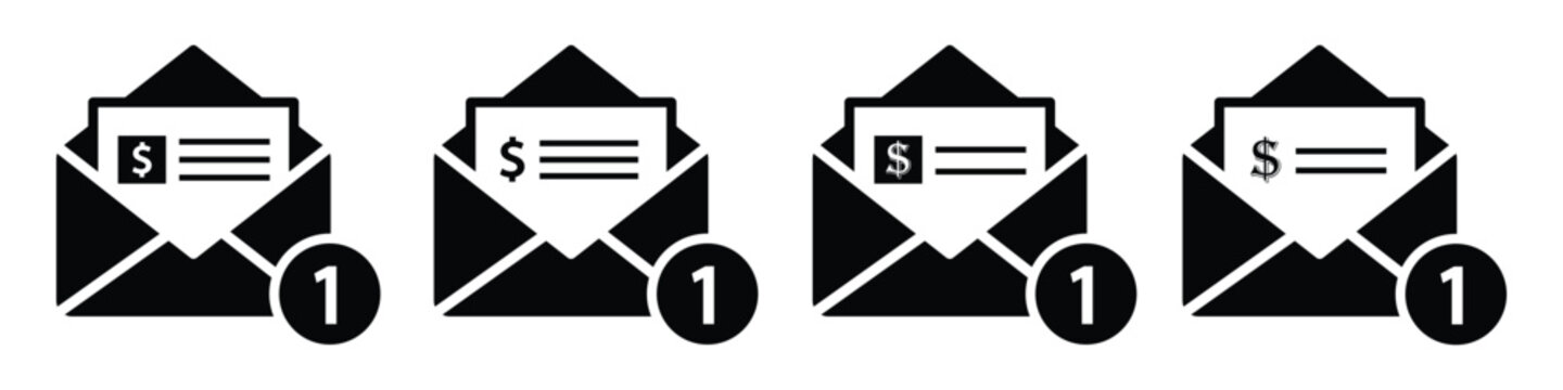 New mail message with money check icon illustration