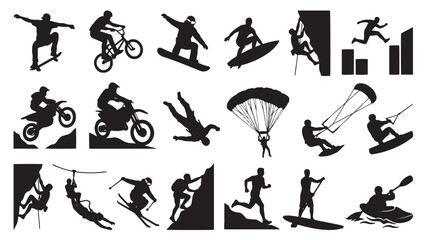 Extreme Adventure Sports Silhouette Set for Outdoor Recreation, Adrenaline, and Action Design © Abdul