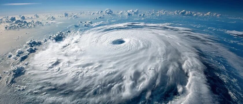 Hurricane from above: A powerful hurricane seen from a satellite perspective, showcasing the immense scale and destructive power of this natural phenomenon.
