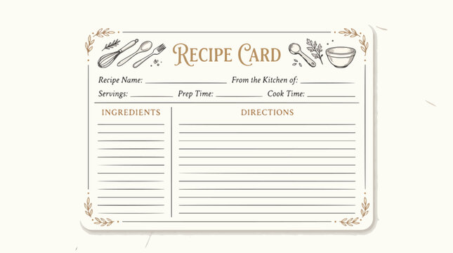Vintage Recipe Card Template Design.