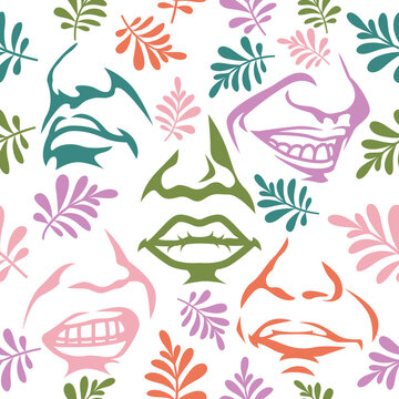 Solo Lips seamless pattern vector illustrations