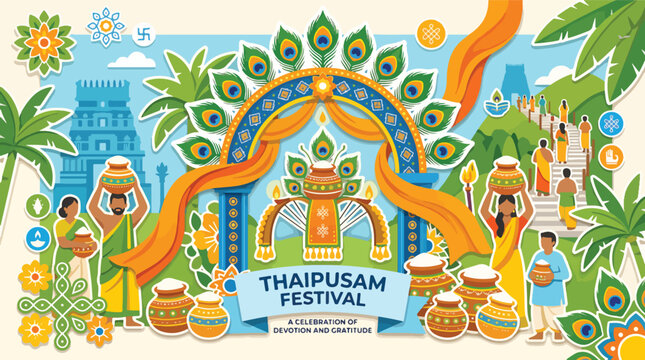 Vibrant Thaipusam Festival Cultural Celebration Scene.