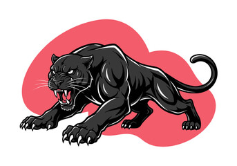 Fototapeta premium Ferocious Black Panther Unleashing a Powerful Roar
