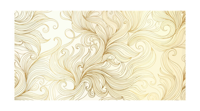 Elegant golden floral pattern with swirls and intricate lines on a light background