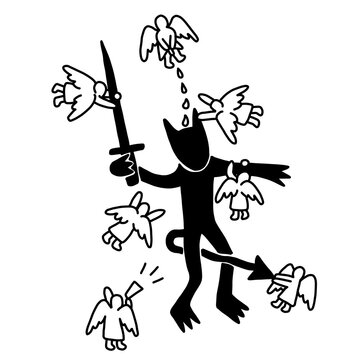 Inner demons: a naive hand-drawn battlefield of angels & a devil