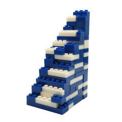 Naklejka premium Blue and White Lego Staircase Isolated