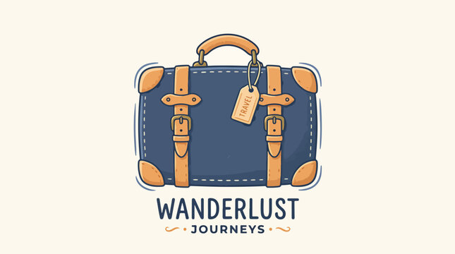 Vintage Travel Suitcase with Tag.