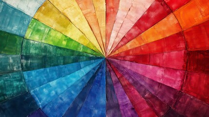 Fototapeta premium A color wheel displaying a wide gradient of vibrant hues, from warm reds to cool blues. Ideal for design concepts or color theory illustrations.