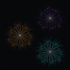 Obraz premium Fireworks Burst Vector on Black Background.