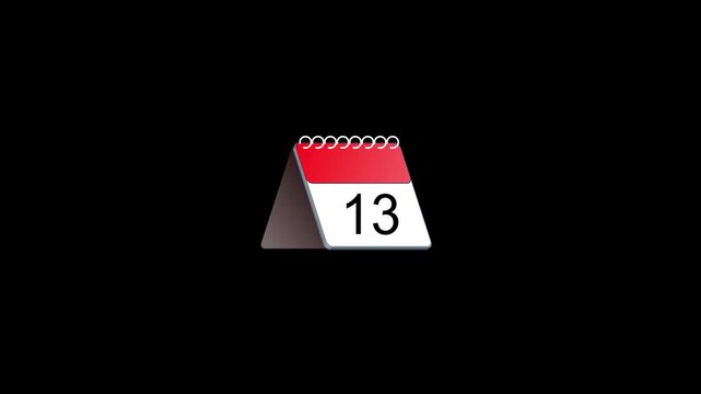  Any Month Applicable Calendar animation video Flipping pages animated through days by days of the entire month. 13 Tarikh New year calendar video in transparent background in 4k 