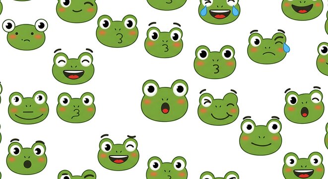 Frogs' Moods: A Delightful Emoji Pattern