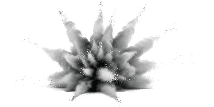 Explosion of black powder smoke cloud in the air
