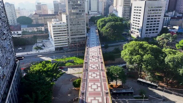 Santa Efigenia Viaduct At Sao Paulo In Brazil. Freeway Landscape. Downtown City Scenery. Highrise Buildings. Santa Efigenia Viaduct At Sao Paulo In Brazil. Beautiful Bridge.
