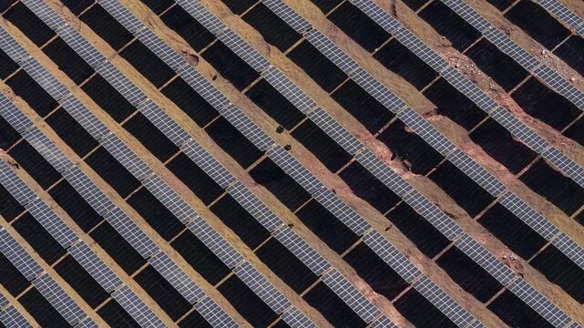 Aerial Drone Flight Over Solar Farm in Tibet Plateau