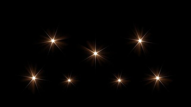 Golden cartoon twinkle star glitter sparkle animation featuring cute blinking stars, flat vector doodle style and seamless black background motion graphics in ultra HD 4K