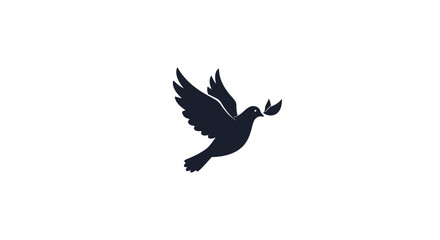 Obraz premium A black silhouette of a flying dove.