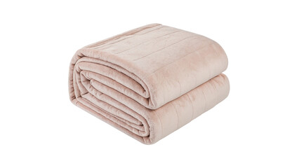Folded cozy soft pastel pink fabric blanket fleece towel isolated on transparent background cut out © zubr-png