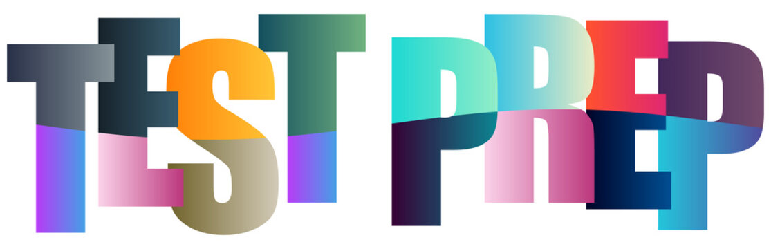 Colorful gradient letters forming test preparation logo design