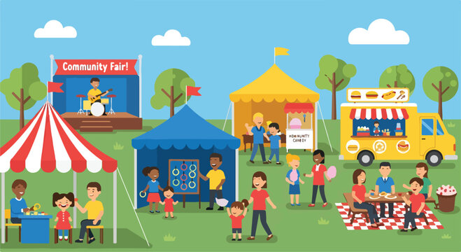 A vibrant community fair scene