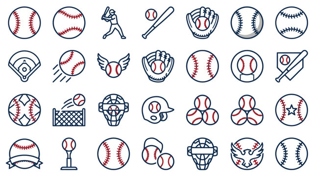 Detailed Classic Baseball Icon with Vintage Stitched Design Red Thread Leather Texture Sports Equipment for Branding Merchandise and Digital Media