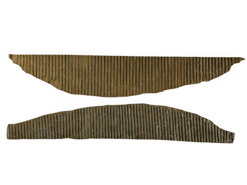 Two intricately woven bamboo strips with natural texture