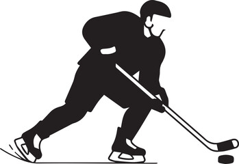 Obraz premium Winter Sport Ice Hockey Player Skating Silhouettes