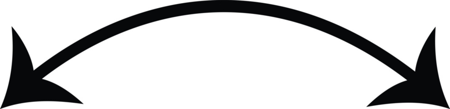 Double-headed curved arrow points to the left and right. Symmetrical black arc represents choices, comparisons, and loops. Vector pointer is ideal for interactive UI designs.