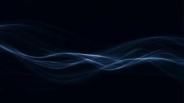 Abstract blue light waves on a dark background. Ideal for technology, digital media, and creative projects emphasizing motion and fluidity