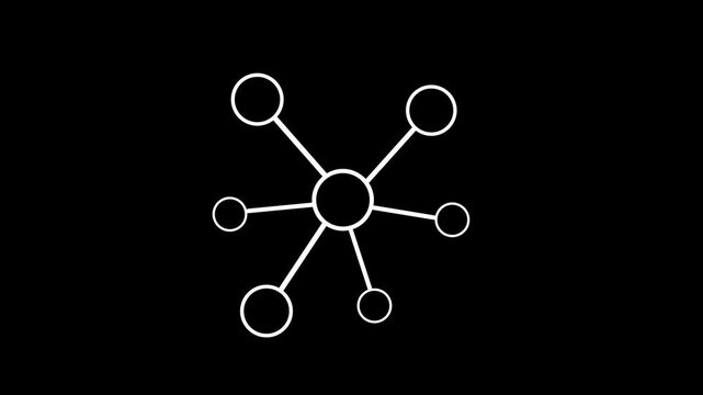 Minimalist Network Hub Line Animation on White Background. Digital Infrastructure, Centralized Data Server Connection, Global Communication System, and Technology Infrastructure Graphic